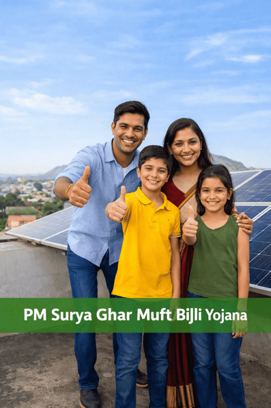 Family benefiting from PM Surya Ghar Muft Bijli Yojana rooftop solar subsidy in Rajasthan